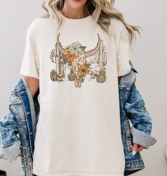 Boho Floral Skull Tee