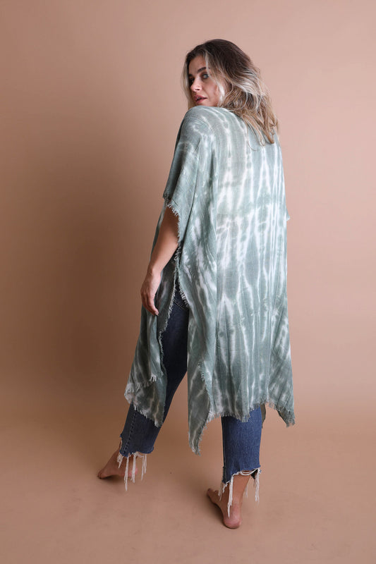 Tie Dye Frayed Kimono